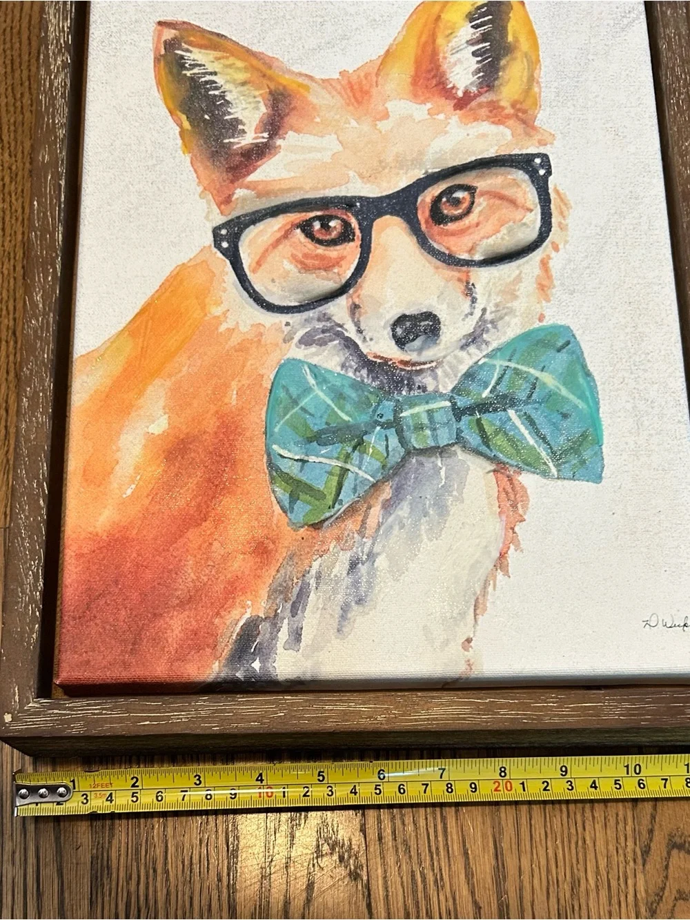 Pier 1 Orange Fox with Teal Bow Tie Wall Art